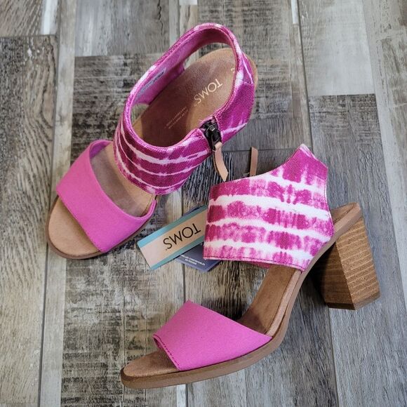 New Toms Fushsia Rose Majorca Cut Out Sandals Size 7 - Picture 1 of 8